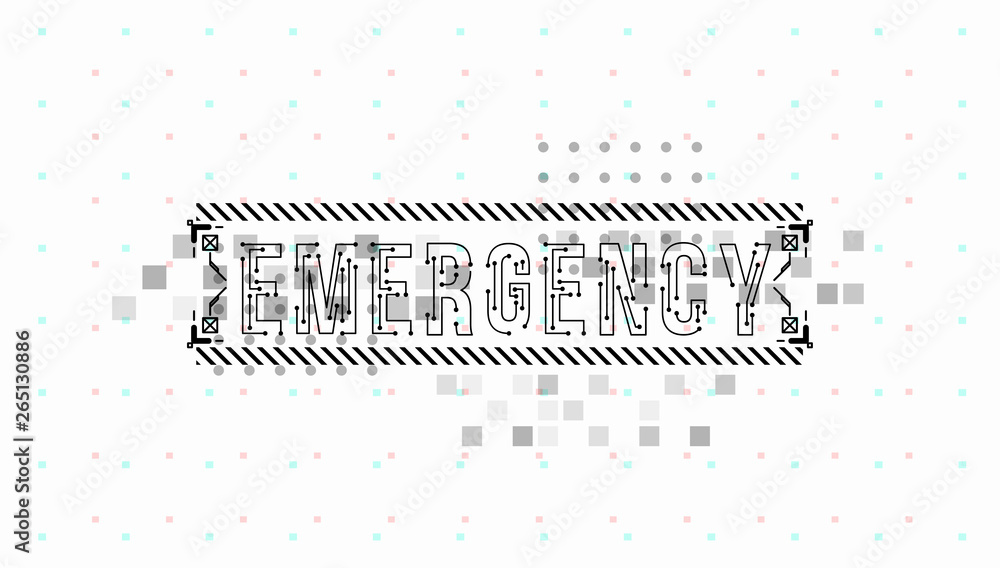 Fototapete Emergency. Conceptual Layout with HUD elements for print and web. Lettering with futuristic user interface elements.