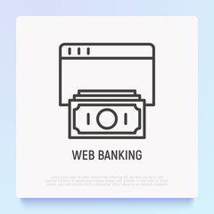 Web banking thin line icon. Modern vector illustration.