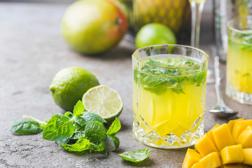Mango mint mojito cocktail