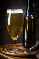 Glass beer on dark background