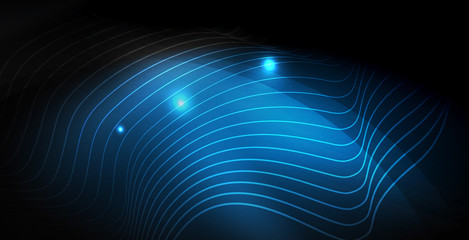 Glossy shiny glowing neon waves