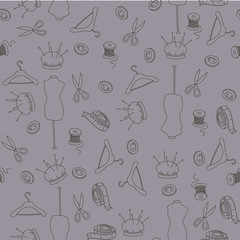 Seamless pattern. Sewing theme. Vector background.