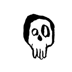 Skull icon. Grunge brush isolated skeleton. Vector illustration.
