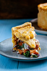 Vegetarian pie with butternut squash and spinach