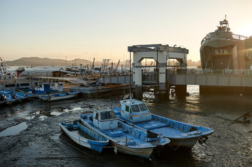 The Ebb and Flow of the Tide. Gunsan Port in Korea.