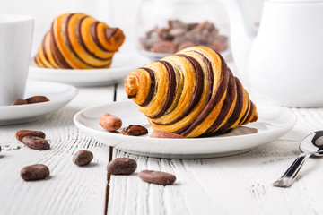 morning coffee with croissant