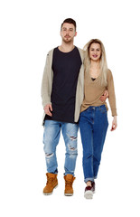 Fototapeta premium Front view of going couple.