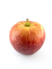 One red and yellow apple isolated on white background
