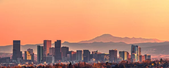 Crédence de cuisine en verre imprimé Skyline Panorama d& 39 horizon de Denver - haute résolution