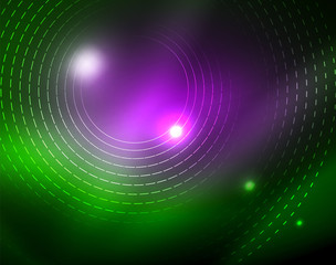 Neon circles abstract background