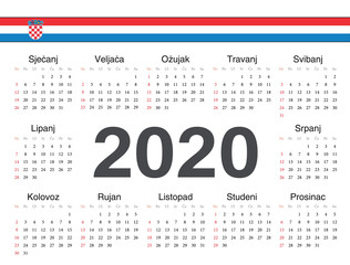 Vector Croatian circle calendar 2020