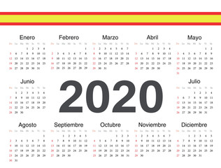 Vector Spanish circle calendar 2020