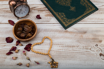 Holy book Koran or quran in the mosque for Muslims holiday, Ramadan,blessed Friday message.