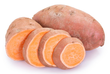 Sweet potato on white background