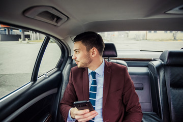 Businessman looking through the window