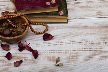 Holy book Koran or quran in the mosque for Muslims holiday, Ramadan,blessed Friday message.