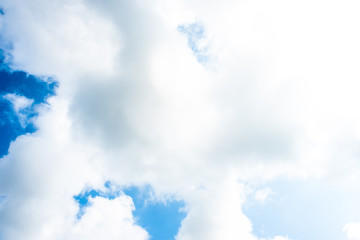 Nature Bright blue Sky with white clouds on blackground. Beautiful sky and clouds in the afternoon.