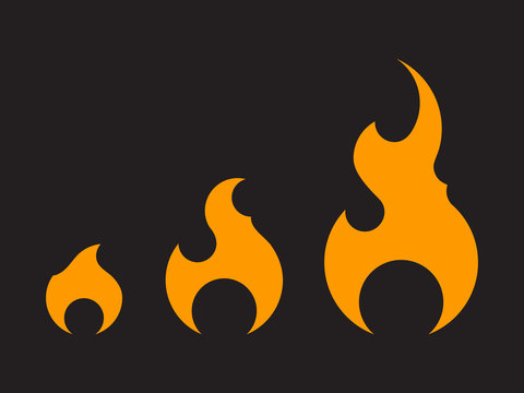 Set fire icons vector template isolated. Collection flat flame logo design element. Flames symbol silhouette.