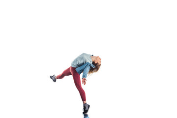 Fototapeta na wymiar Girl doing breakdance
