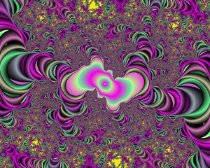 Purple pink yellow fractal background, abstract flowery texture