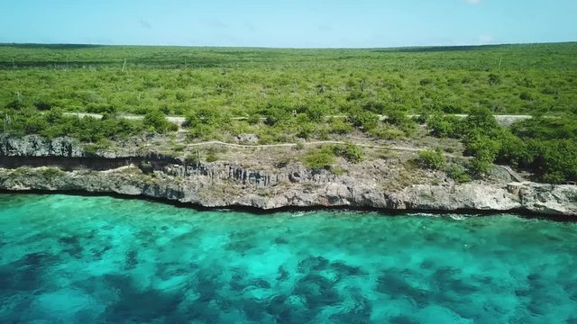 Aerial view of the coastline of Bonaire - Drone shot above 200 meters