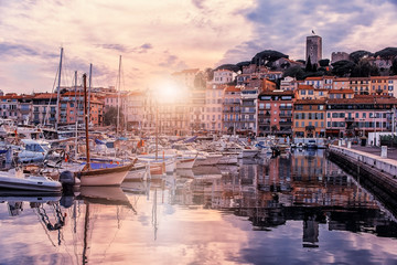 Cannes viewed from the old harbor - obrazy, fototapety, plakaty