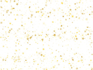 Flying gold star sparkle vector with white background.