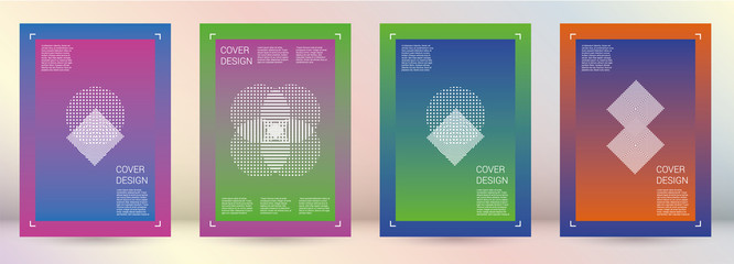 Futuristic Vector Geometric Cover Design with Gradient and Abstract Lines and Figures for your Business. Template Design with Hologram, Gradient Effect for Electronic Festival.