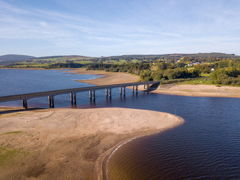 Aerial view of a Bridge over Blessington Lake