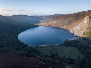 Lough Tay in the Wicklow Mountains on a cold spring morning.