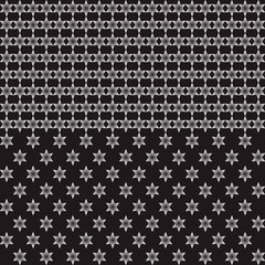 Black and white seamless border pattern with stars