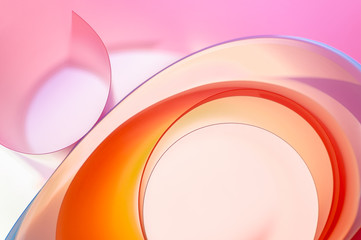 The background photo is colored rounded plates in close-up.