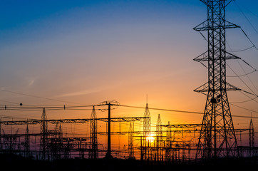 Sunset at electric station