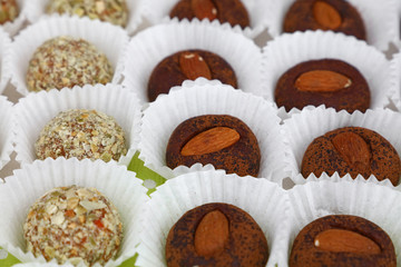 Assorted sweet candy cookies in retail display