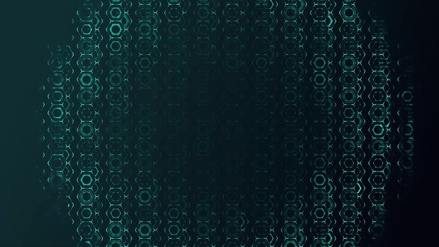 Background of blue flickering hexagons. Abstract screensaver