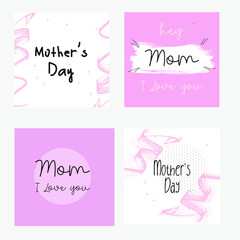 Set of Happy Mothers Day lettering greeting cards template. Hand drawn elements and letters. Suitable collection for background, banner, sticker, e-mail, website. Vector illustration - 265141295