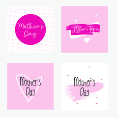 Set of Happy Mothers Day lettering greeting cards template. Hand drawn elements and letters. Suitable collection for background, banner, sticker, e-mail, website. Vector illustration - 265141423