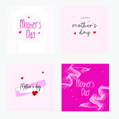 Set of Happy Mothers Day lettering greeting cards template. Hand drawn elements and letters. Suitable collection for background, banner, sticker, e-mail, website. Vector illustration - 265141606