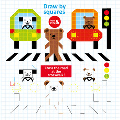 Draw by Squares Street Traffic Animal Art Kid Game