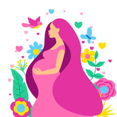 Happy pregnancy. Pretty pregnant woman.