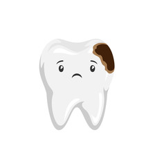 Illustration of sick tooth with caries.