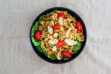 fusilli chicken roasted italian cheese with basil and parmesan sauce