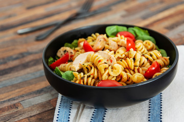 fusilli chicken roasted italian cheese with basil and parmesan sauce