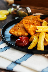 British Traditional fish and chips and tartar sauce
