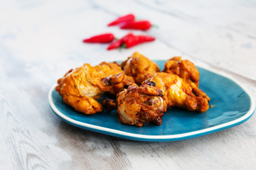 fried chicken wings on table