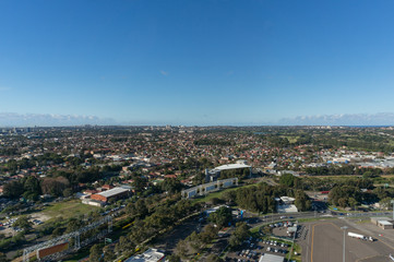 Fototapeta na wymiar Aerial view of Sydney neighbourhoods, suburbs of Rosebery and Eastlakes