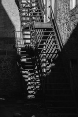 Black and white metal stairs