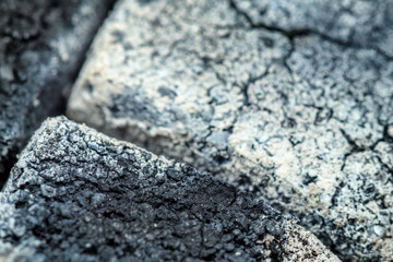 burning firewood and coals close-up