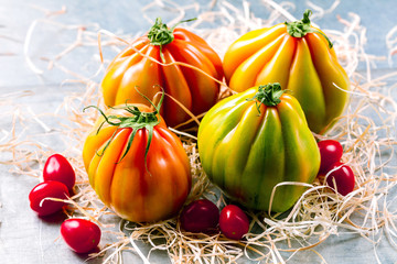 Oxheart tomato is a large beefsteak type tomato.