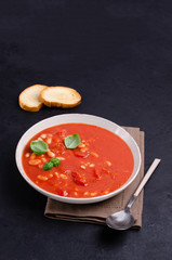 Thick tomato soup with beans